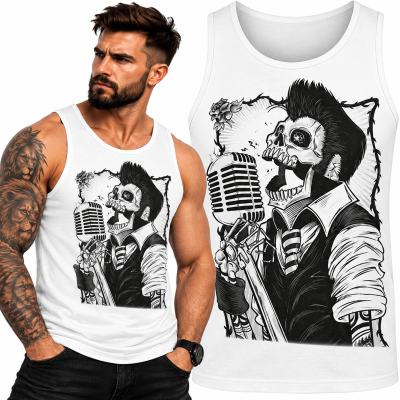 TANK TOP  HORROR ELVIS SKULL